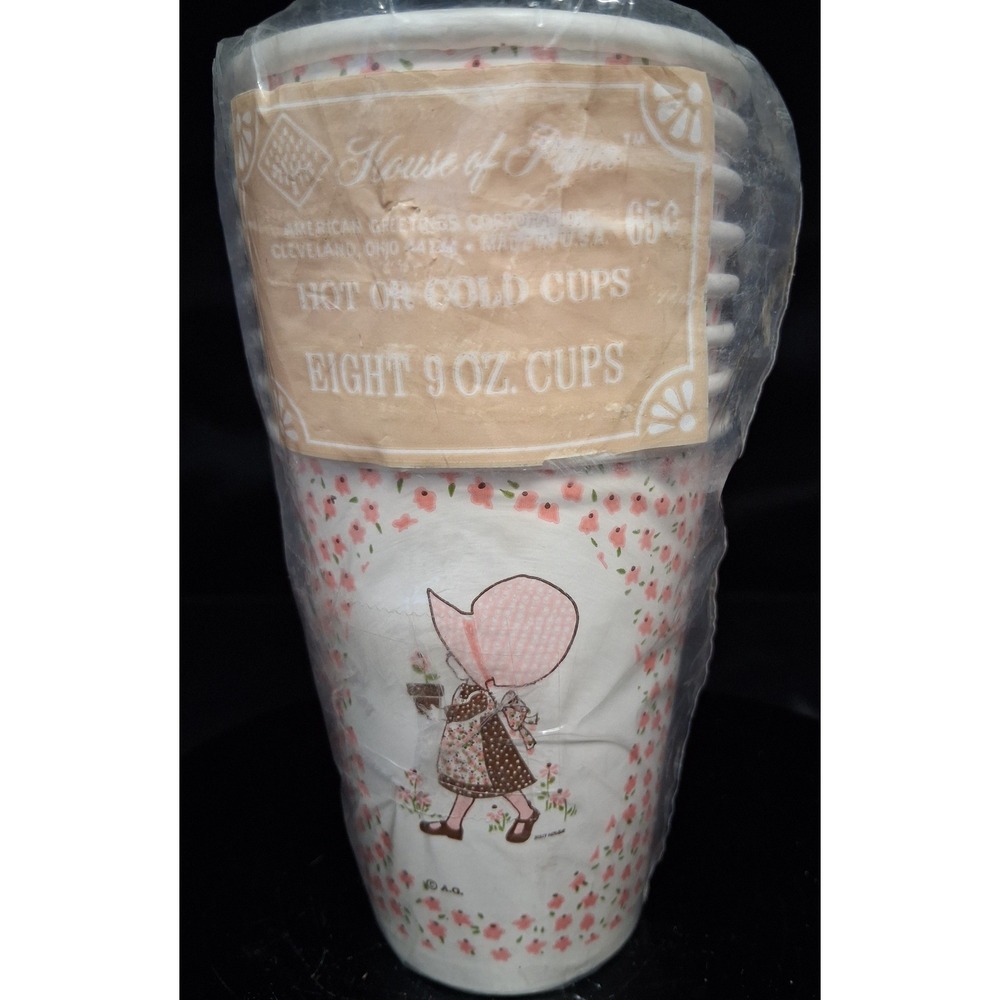 Vintage House of Paper American Greetings Holly Hobbie 9 oz Cups Set of 8 NOS